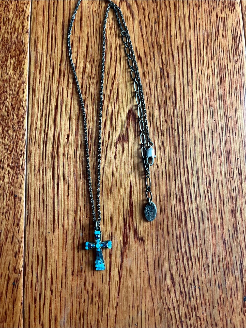 Artist Ayala Bar cross of glass crystals & beads necklace guc
